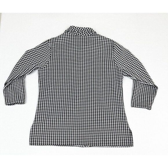 Vintage 70s Houndstooth Shirt Jacket Button Front Pockets 3/4 Sleeve - Picture 2 of 9